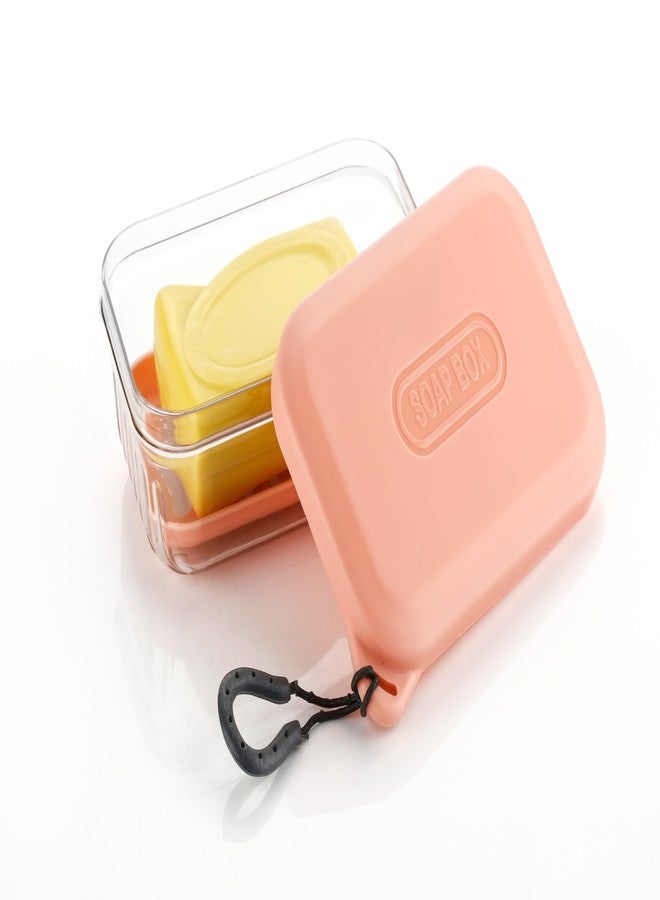 OLMARTT KITCHENWARE Portable Soap Box Container with Clear Case, Travel Soap Holder with Hook, Multicolour - Image 1